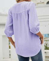 Enfärgad lös topp med ståkrage